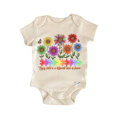Autism Awareness Different Flower - Baby Boy Girl Clothes Bodysuit Funny Cute