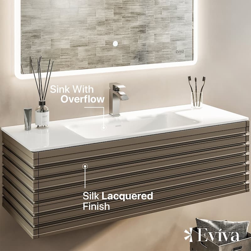 Eviva Dream 42 Smog Grey Wall Mount Vanity with Solid Surface Integrated Sink