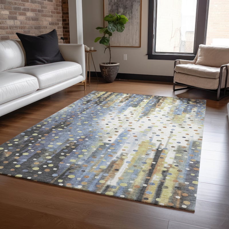 Machine Washable Indoor/Outdoor Modern Confetti Chantille Rug