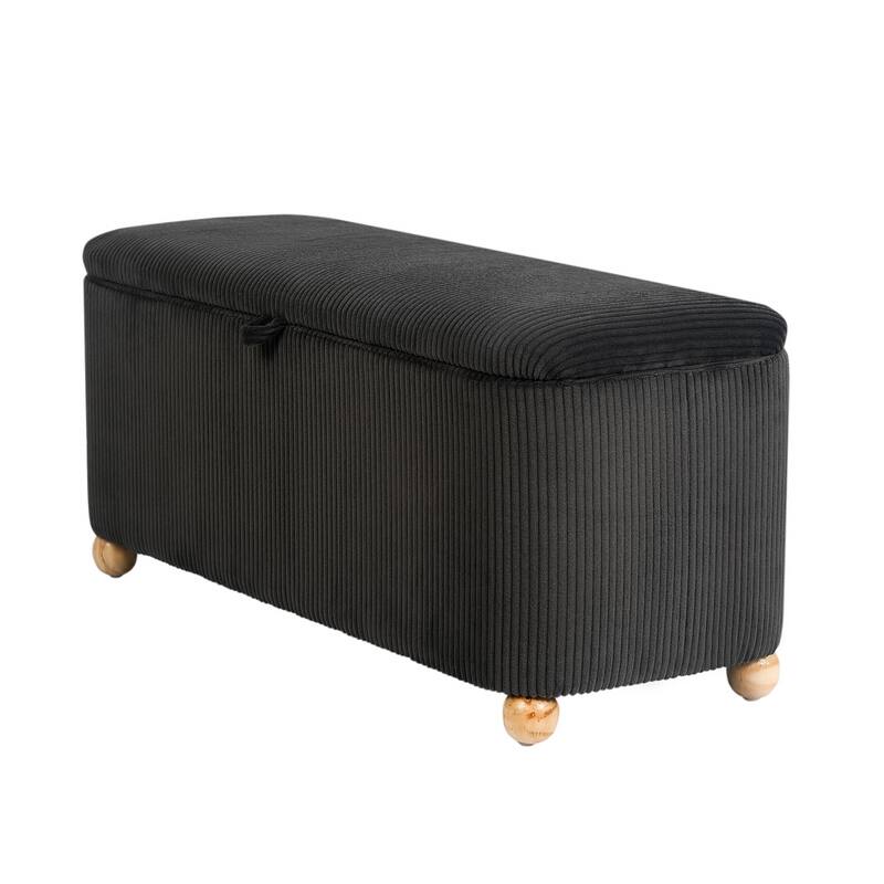 Adeco Storage Ottoman End of Bed Bedroom Entryway Bench