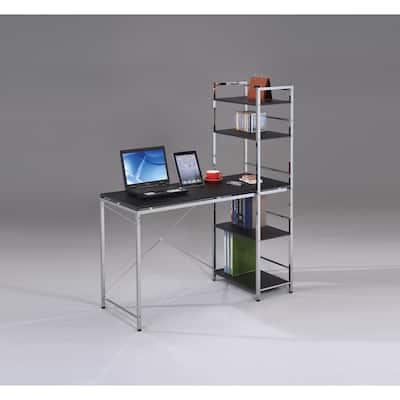 Elsmere Black and Chrome 4-Shelf Writing Desk