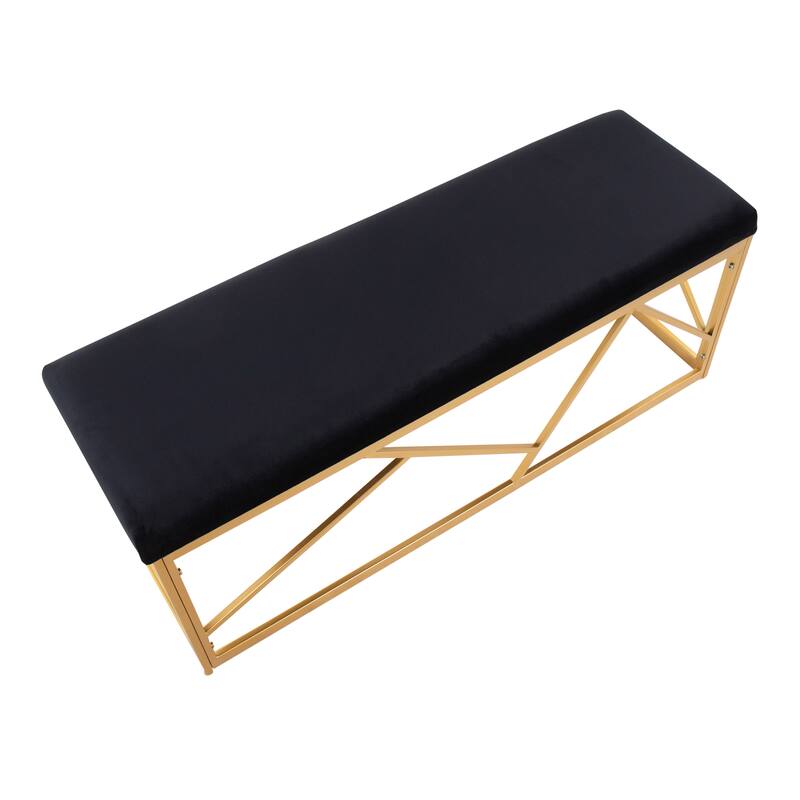 Silver Orchid Sala Glam Metal Upholstered Bench