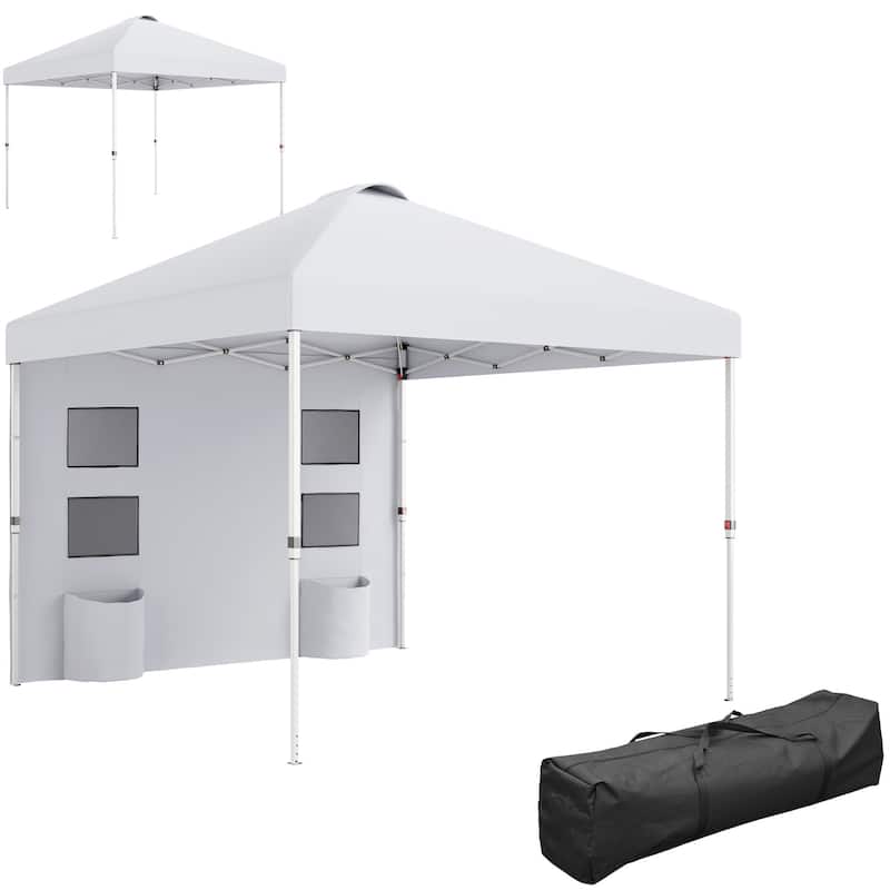 10x 10 ft Party Tent w/Sidewall with Height Adjustable Instant Sun Shelter w/Storage Pockets