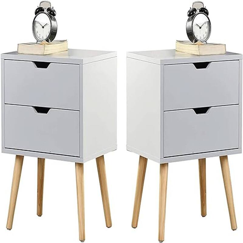 Nightstand with Storage Drawer Set of 2 - White