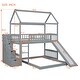 preview thumbnail 4 of 16, Twin Over Full Bunk Bed with Slide,House Bed with Slide Grey