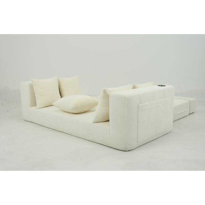 Convertible Sofa Bed, 76" Boneless Loveseat Couch 2 in 1 Foldable Floor Sofa Couch with 2 Cup Holders, Folding Sleeper Chair