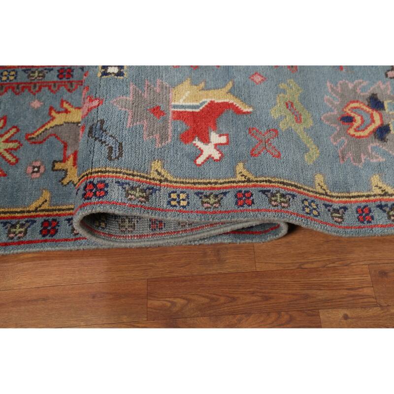 Blue Oushak Indian Area Rug Hand-Knotted Wool Carpet - 8'0"x 9'9"