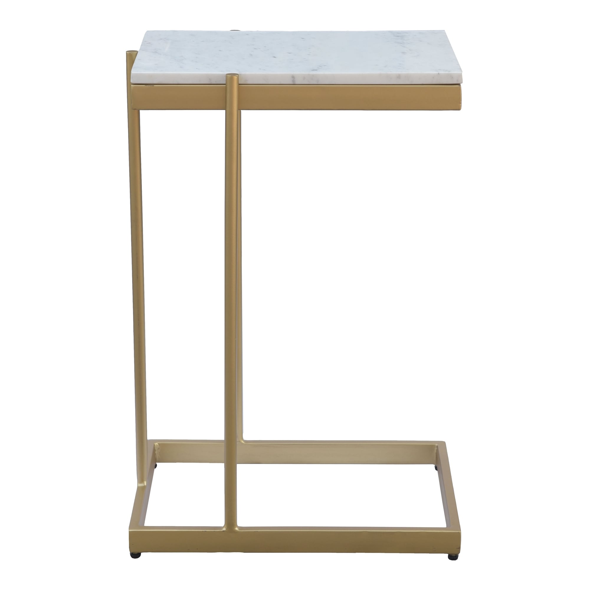 NADAAL STUDIOS Tate C table, White Marble Top with Gold-Finished Iron Base