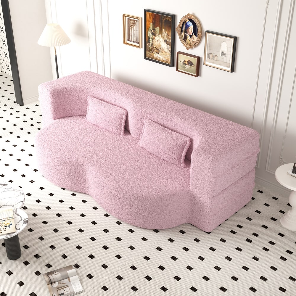 GDFStudio - Modern Teddy Fabric 78" Convertible Floor Sofa