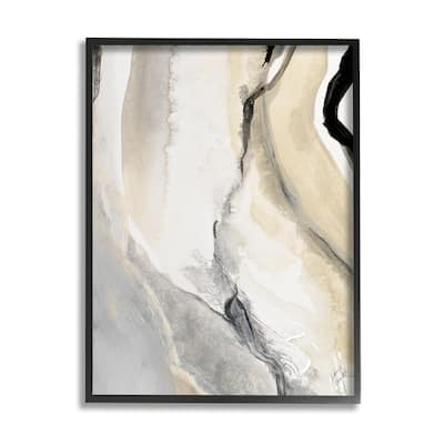 Stupell Abstract Paint Strokes Fluid Beige Movement Framed Giclee Texturized Art by Lanie Loreth
