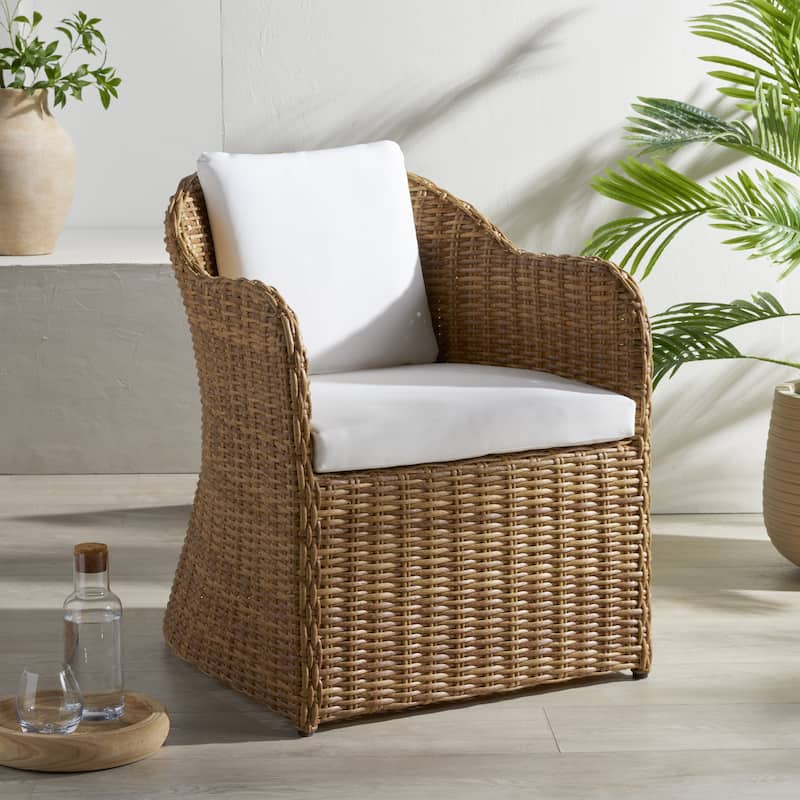 SAFAVIEH Couture Melbourne Wicker Outdoor Dining Chair - 26"W x 27"D x 34"H