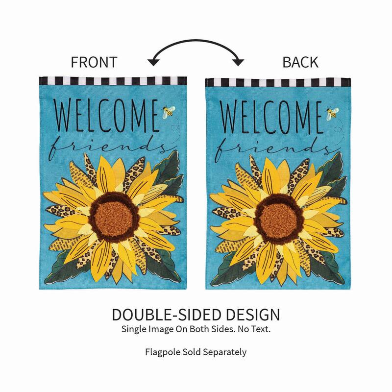 Welcome Friends Leopard Sunflower Burlap Garden Flag