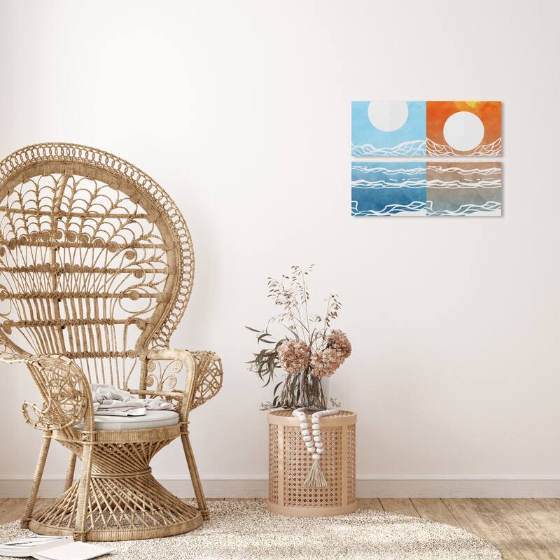 Wynwood Studio Canvas Abstract Gradient Waves Set Blue and Mid-Century Modern Wall Art Canvas Print - 20 x 30
