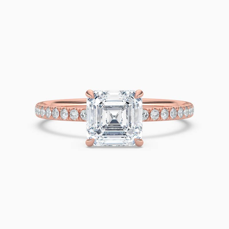 Auriya 14k Gold Asscher Lab Grown Floral Petal Diamond Accent Engagement Ring 1.00 to 5.00 ct. tw. (F-G, VS) - 8.5 - 1.75 carats - Rose