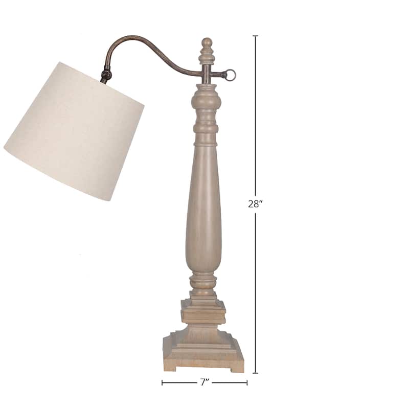 28" Wooden Tone Table Lamp, Light Brown (Set of 2)