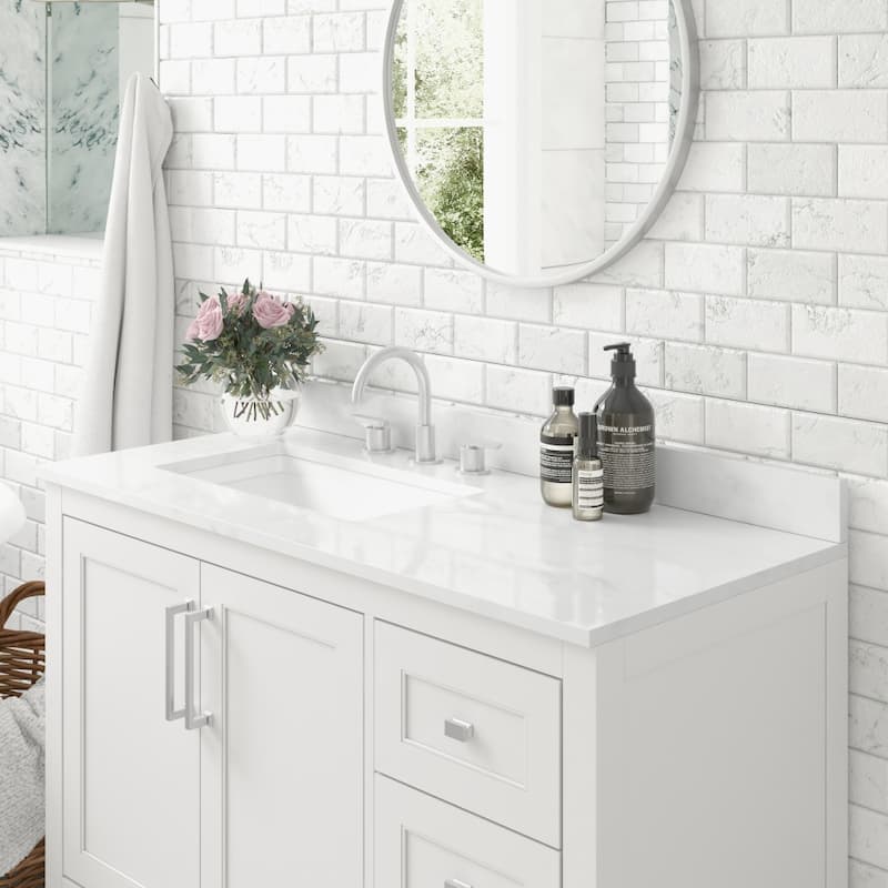 Modern Freestanding Bath Vanity with Sink, Open Storage, and Drawers