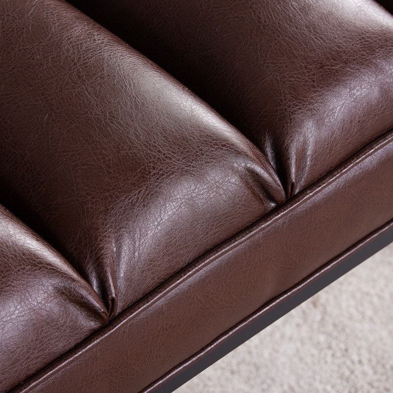 53'' PU Leather Upholstered Bench with Metal Base for Bedroom and Entryway