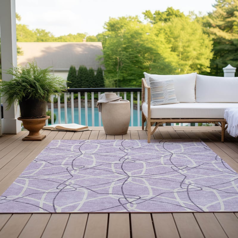 Machine Washable Indoor/ Outdoor Abstract Prism Chantille Rug