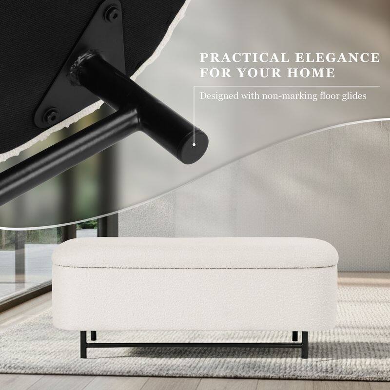 HomePop Ellipse Modern Storage Bench with Metal Legs