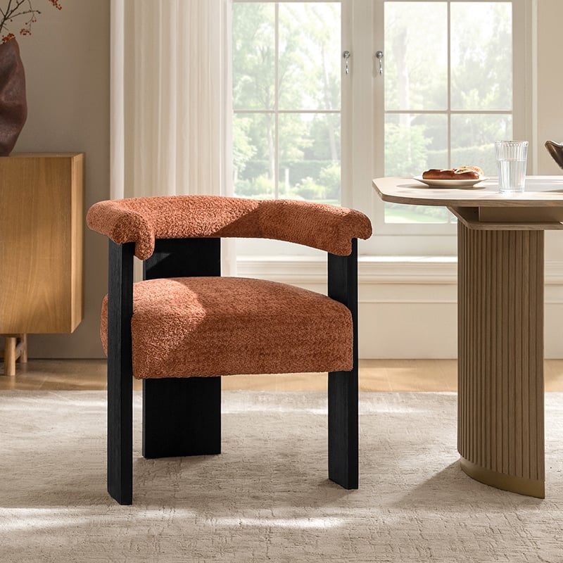 Georg Modern Boucle Dining Chair with Solid Wood Legs by HULALA HOME