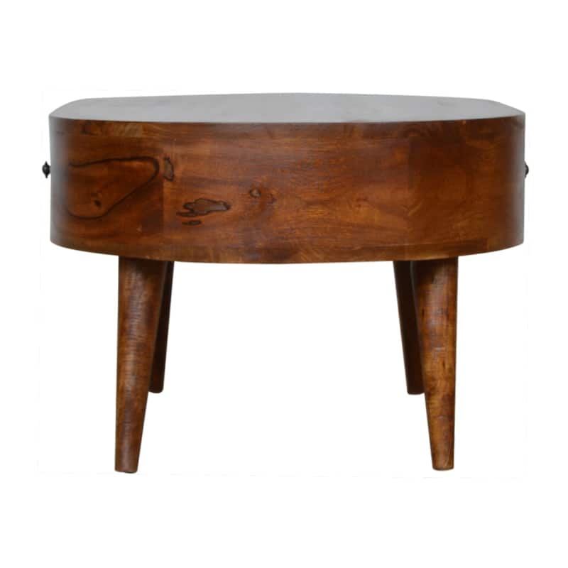 Artisan Furniture Solid Wood Chestnut Rounded Coffee Table, Brown with 1 Drawer