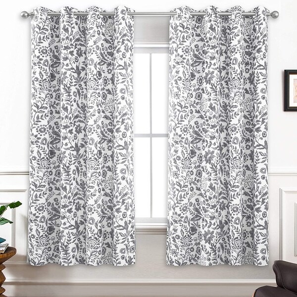 Porch & Den Ouzel Floral Watercolor Blackout Lined Window Curtain