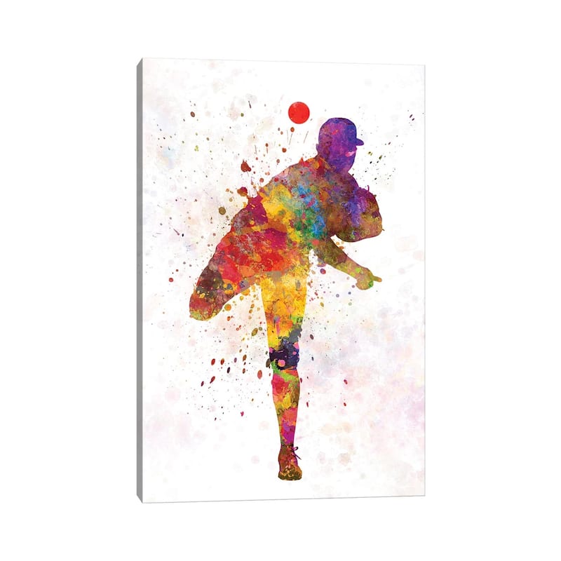 iCanvas "Baseball Player Pitching II" by Paul Rommer Canvas Print