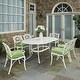 preview thumbnail 1 of 4, Sanibel White Cast Aluminum 7- Piece Outdoor Dining Set with an Oval table, Six Armchairs and FREE cushions by Homestyles