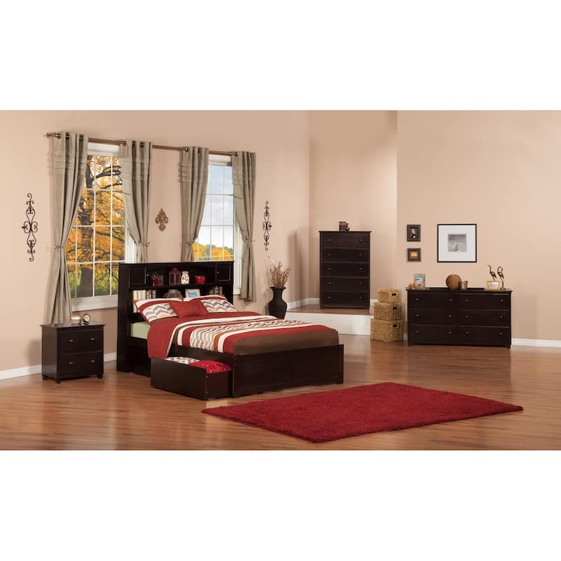 AFI Newport Full Size Platform Bed with Footboard & Storage Drawers in Espresso