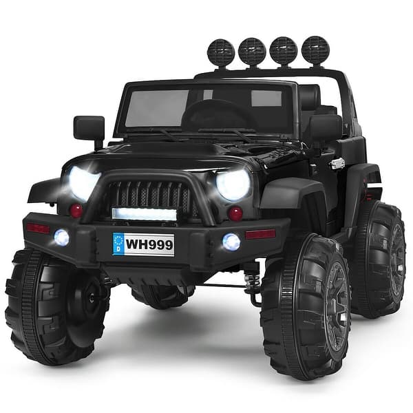 slide 2 of 23, Costway 12V Kids Ride On Truck RC Car w/ LED Lights Music Trunk