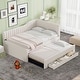 preview thumbnail 14 of 46, Daybed Captain Bed Upholstered Bed with Trundle and 3 Drawers, Elegance Stripe Design L-Shaped Upholstered Daybed Platform Bed