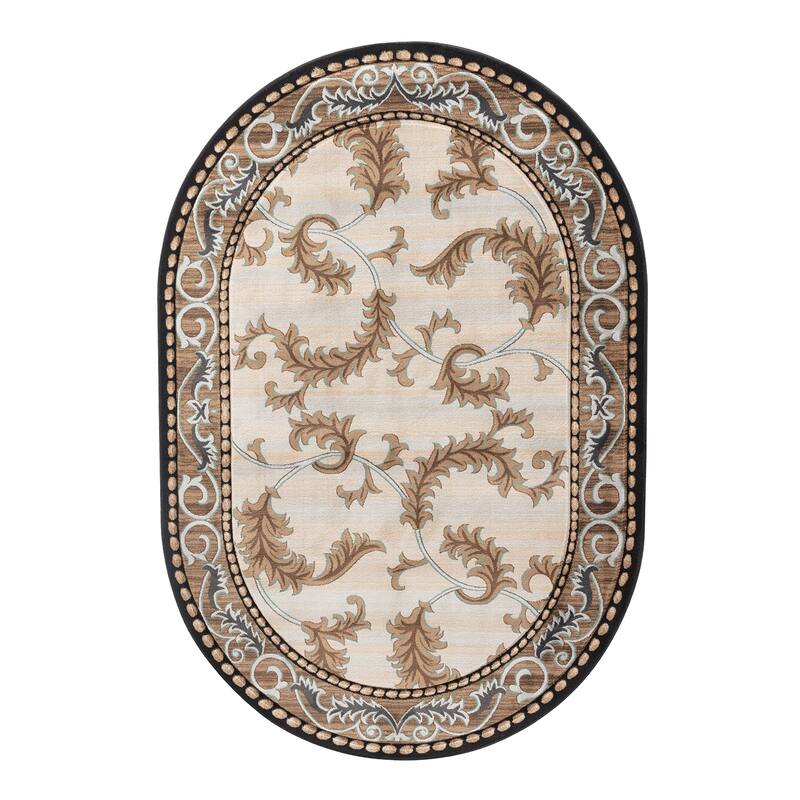Glamour Cream/Black Polypropylene Area Rug