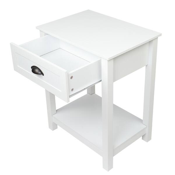 Shop Fch 1 Drawer Nightstand End Table White 8 X 10 Overstock 32320605