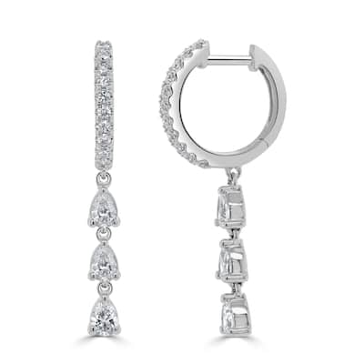 Joelle Collection Diamond Drop Earrings 14K Gold Pear Shape