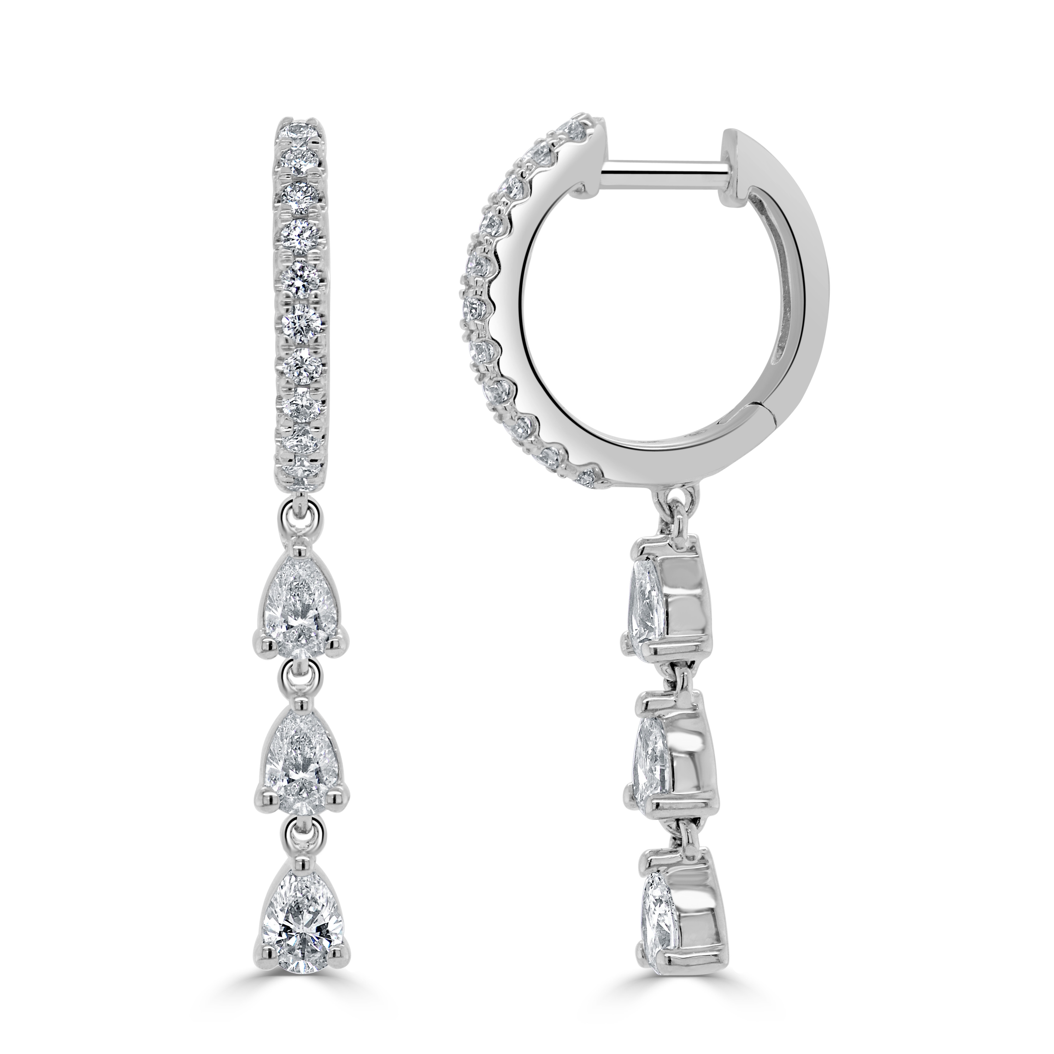 Joelle Collection Diamond Drop Earrings 14K Gold Pear Shape