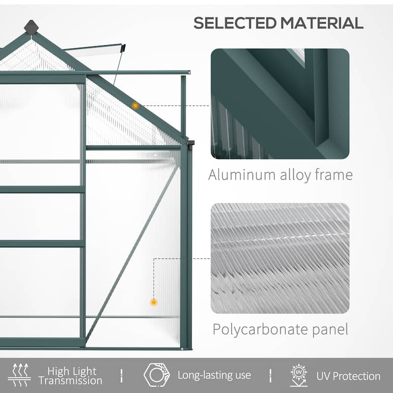 Outsunny Polycarbonate Walk-In Greenhouse with Rooftop Vent & UV-Resistant Walls