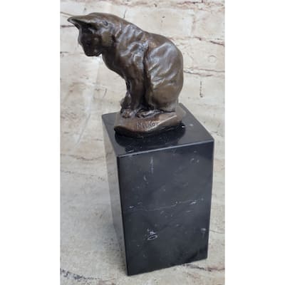Signed Original House Imitative Cat Hot Cast Bronze Statue Sculpture Figurine Home Decor