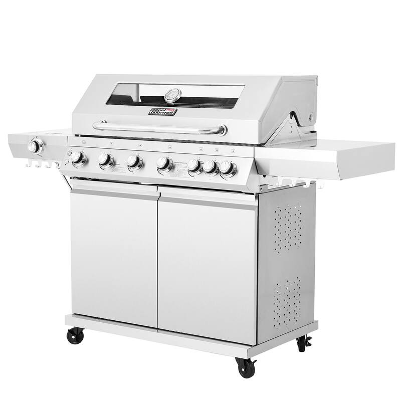 Royal Gourmet, 6-Burner Gas Grill with Side & Infrared Rear Burners - N/A