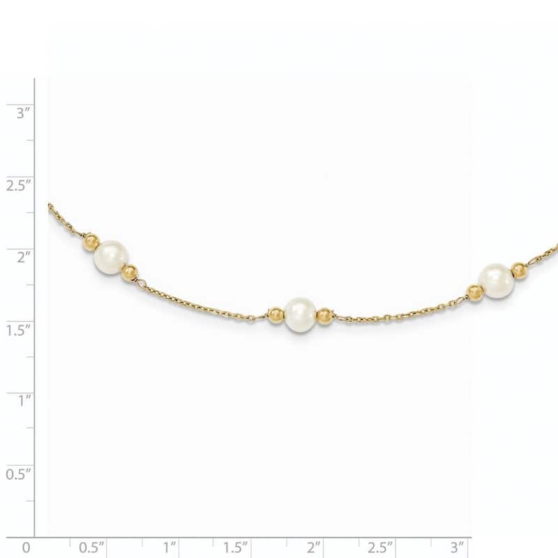 Curata 14k Yellow Gold 7.5" Polished Freshwater Cultured Pearl Bead Bracelet