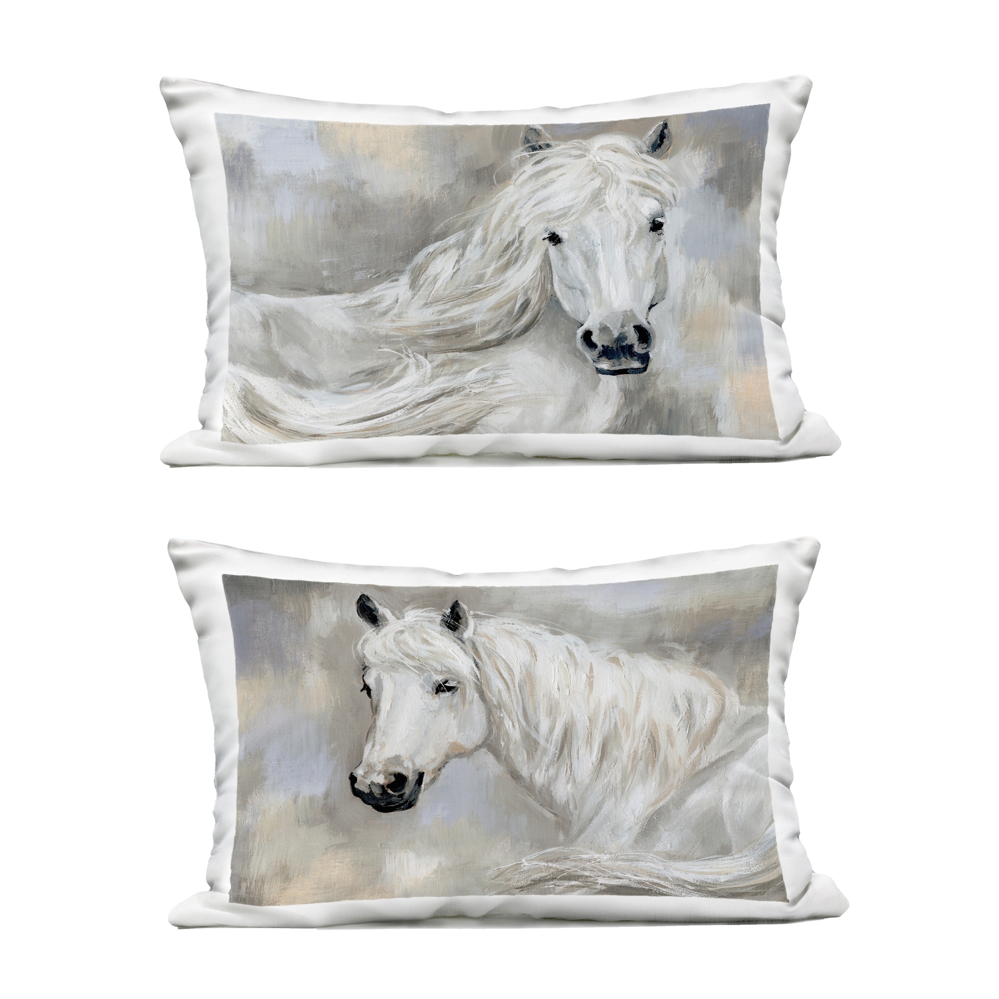 Stupell Charming White Horses Printed Outdoor Throw Pillow Design by Victoria Barnes (Set of 2)