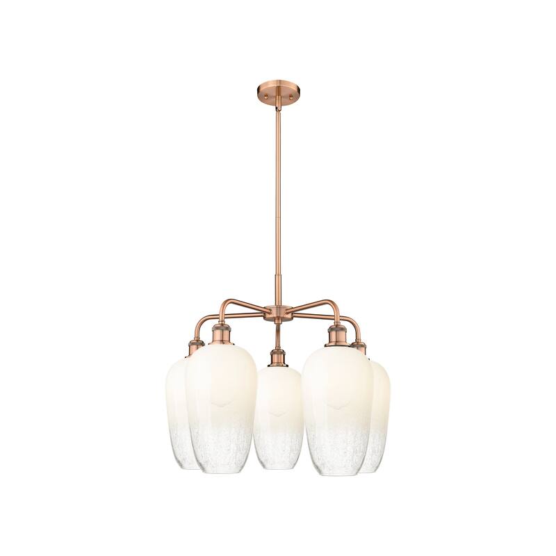 Innovations Lighting Endless Possibilities Ballston - Brookhaven Flute - 5 Light 26" Stem Hung Chandelier - Antique Copper/Opal