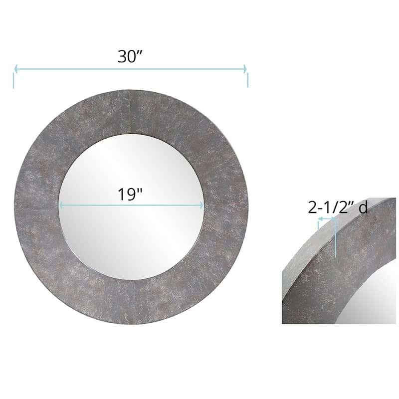 Allan Andrews Round Rustic Gray Metal Framed Wall & Accent Mirror - 30"D