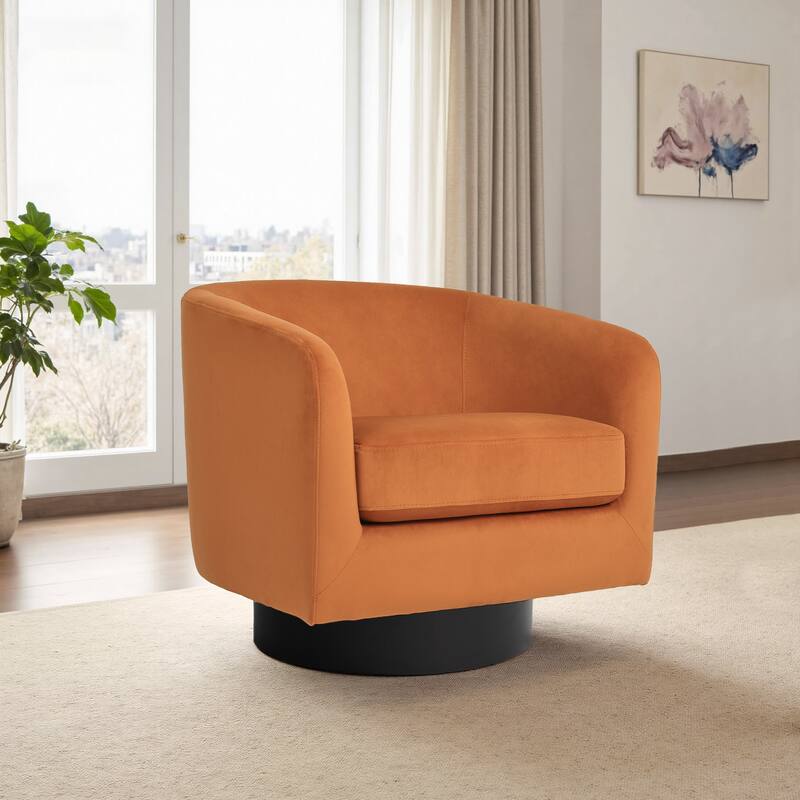 Modern Barrel Swivel Accent Chairs For Living Room - 28" W × 25" D × 26" H - Orange-Single