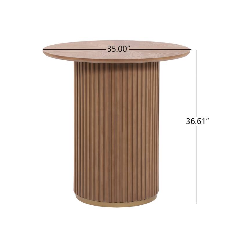 Christopher Knight Home - Barrington Modern 36.61"H Round Counter Height Dining Table with Fluted Cylindrical Iron Base