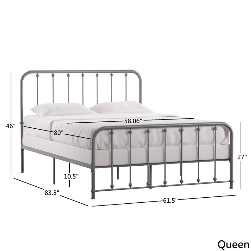 Kae Metal Bed with Beaded Headboard by iNSPIRE Q Classic