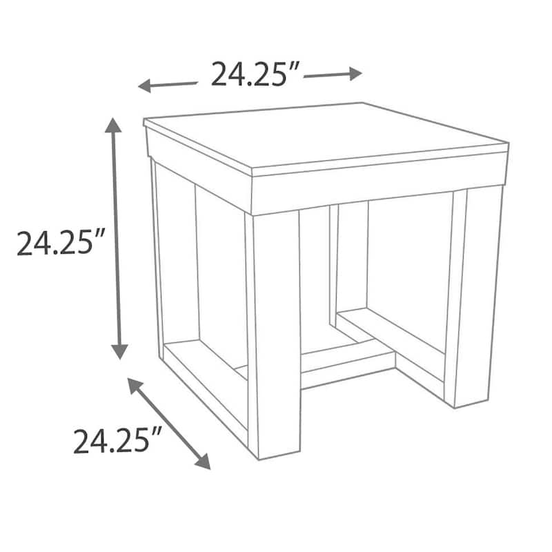 24.13 in. Brown Square Wood End Table, Sturdy Build End Side Table for Living Rooms