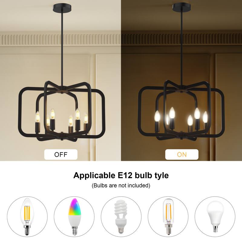 Modern Geometric 6-Light Black Pendant Chandelier