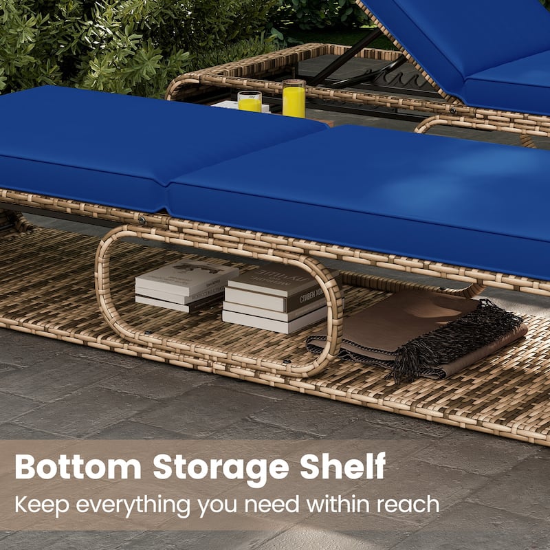 Gymax Chaise Lounge Chair w/ Adjustable Backrest Cushion & Storage