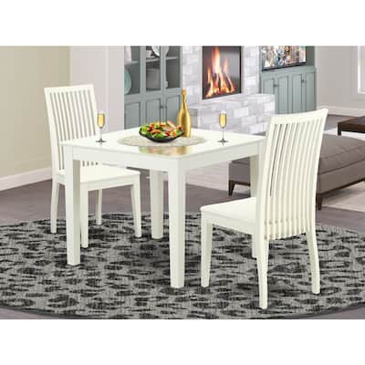 Dinette Set 3 Piece - Kitchen Table & Chairs - Modern Farmhouse Style - Linen White Finish