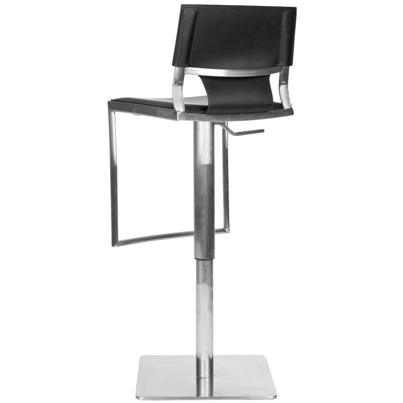 SAFAVIEH Beeke White Leather Seat Stainless Steel Adjustable 22-32 Inch Modern Bar Stool - 17" W x 16" D x 34" H - 17Wx16Dx34H